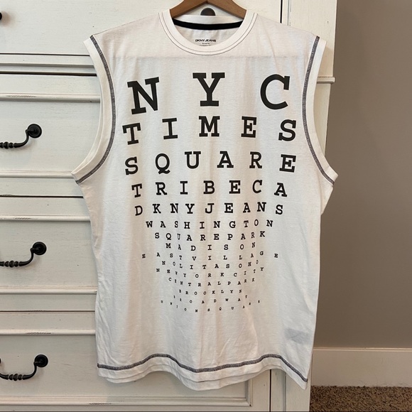 Dkny Other - DKNY White Muscle Tee with Mock Eye Chart